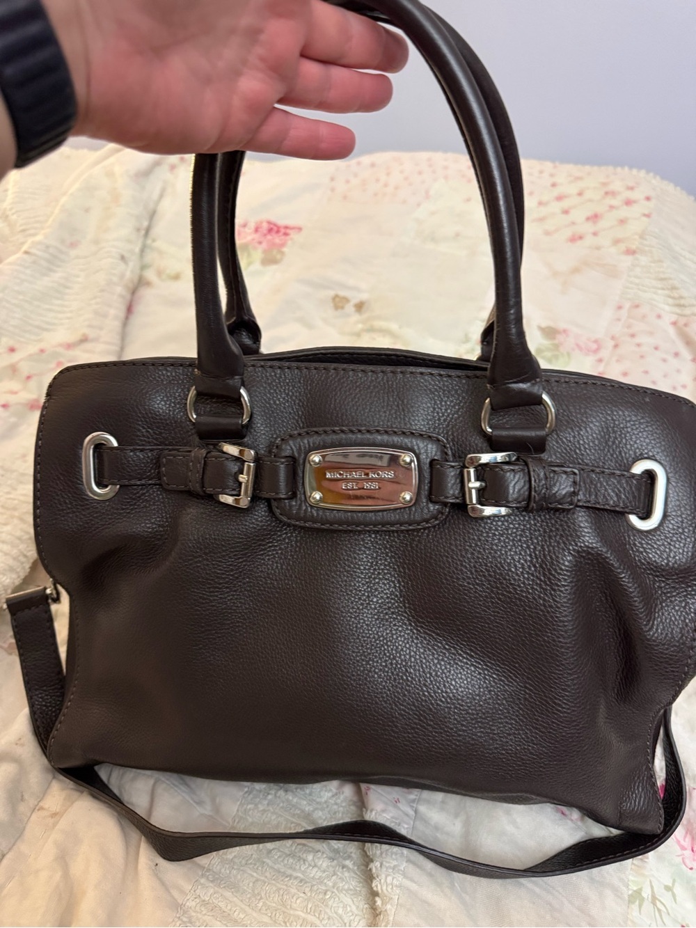 Vintage Michael Kors Hamilton Large Pebbled Leather Satchel/Shoulder Bag - Picture 6 of 9